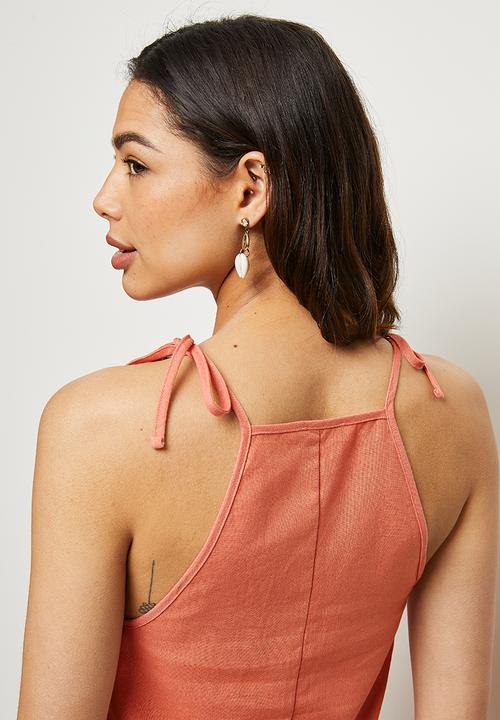 MILLA - Halter cropped top with ties - orange 