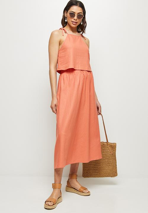 MILLA - Halter cropped top with ties - orange 