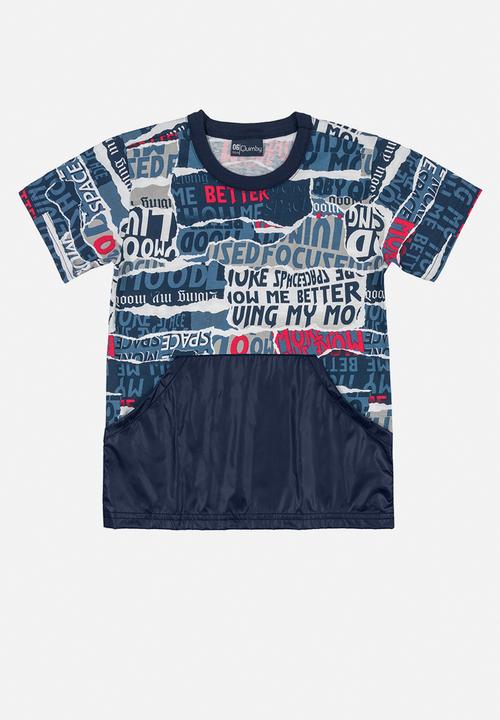 Quimby - Tee with woven detail & shorts set - blue