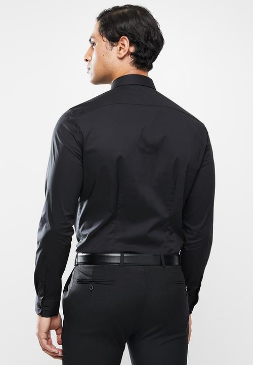 POLO - Christian slim fit long sleeve shirt - black