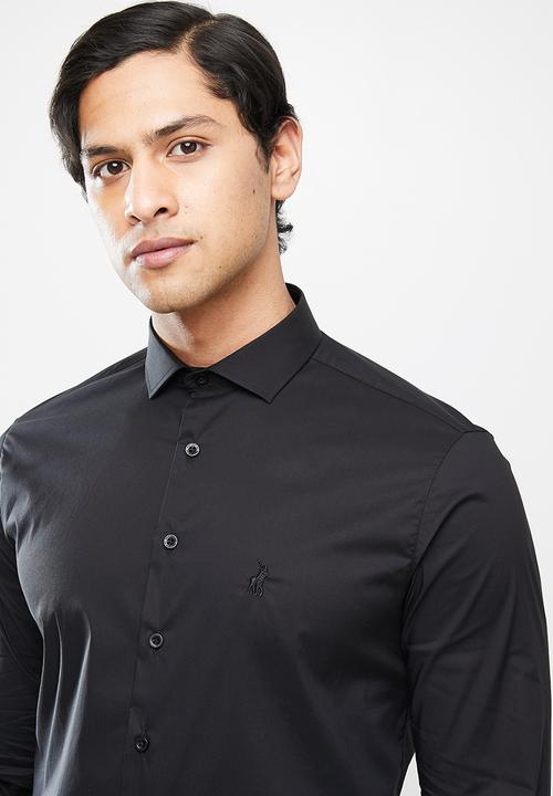 POLO - Christian slim fit long sleeve shirt - black