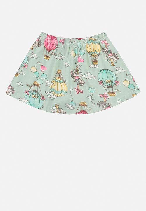 Quimby - Kindness tee & skirt set - off white & green 