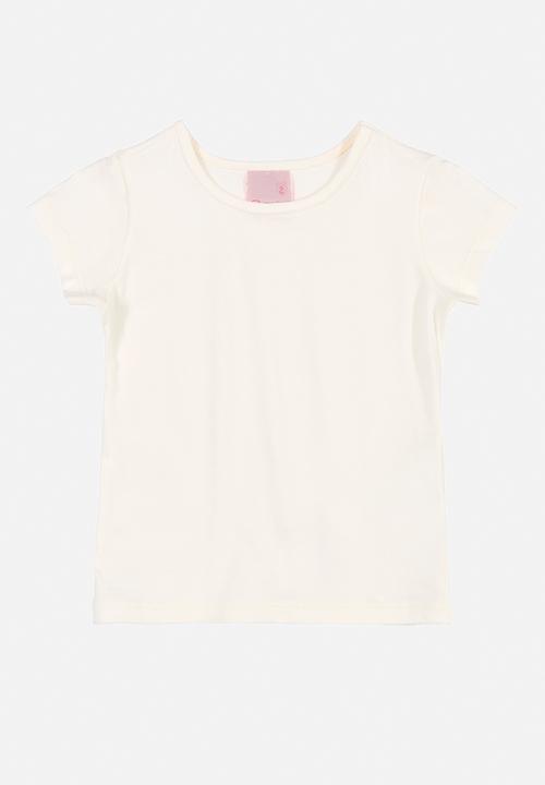 Quimby - Baby printed pinafore & tee set - off white & pink 