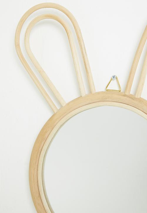 Sixth Floor - Rattan bunny mirror - natural