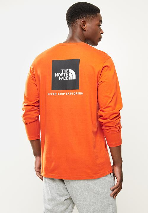 The North Face - Long sleeve red box tee - burnt orange