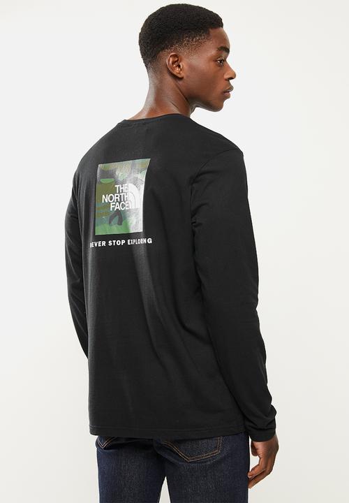 The North Face - Long sleeve red box tee - black