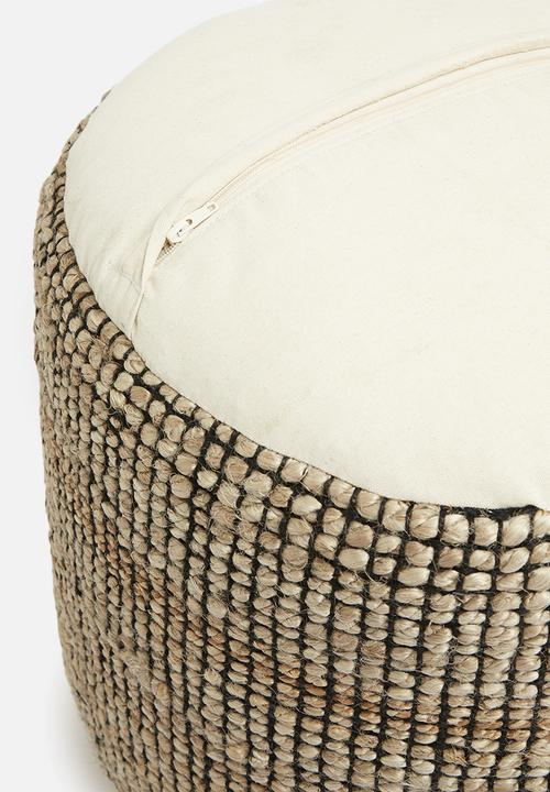 Sixth Floor - Braided ottoman - black
