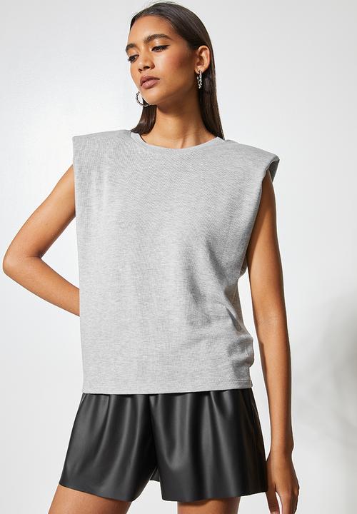 VELVET - Soft touch muscle tee - grey 