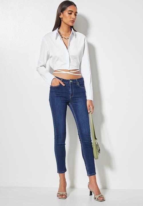 VELVET - Cropped shirt with ties - white 