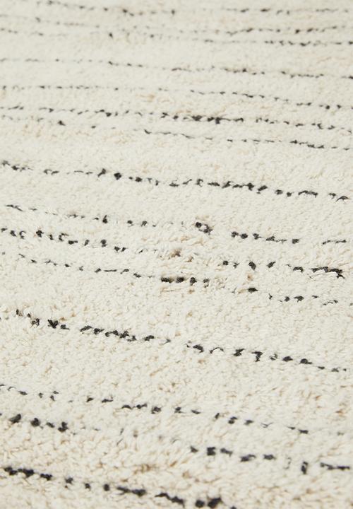 Sixth Floor - Striped cotton tufted bath mat - black