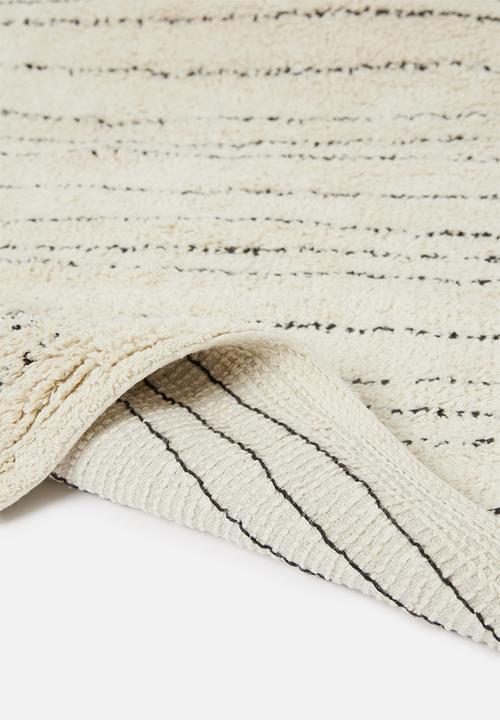 Sixth Floor - Striped cotton tufted bath mat - black