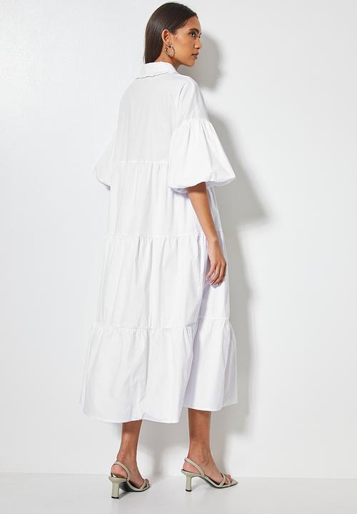 VELVET - Peter pan collar midi dress - white 