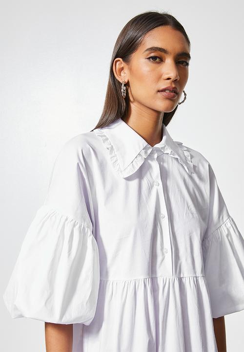 VELVET - Peter pan collar midi dress - white 