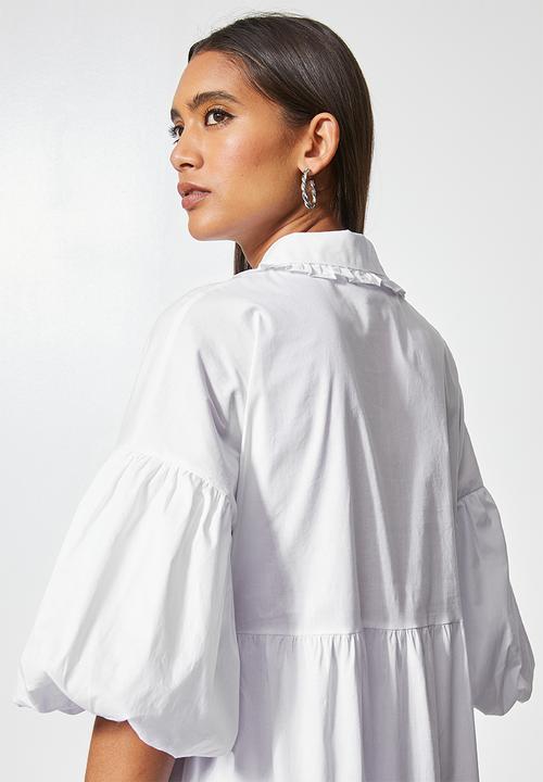 VELVET - Peter pan collar midi dress - white 