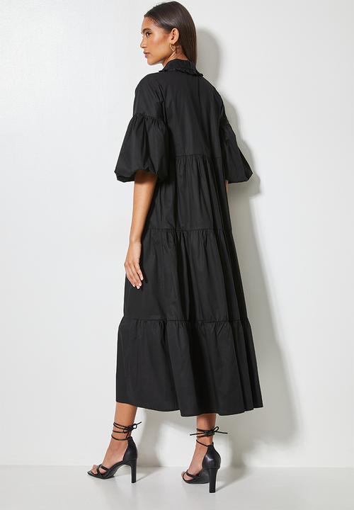 VELVET - Peter pan collar midi dress - black 