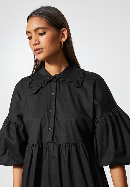 VELVET - Peter pan collar midi dress - black 