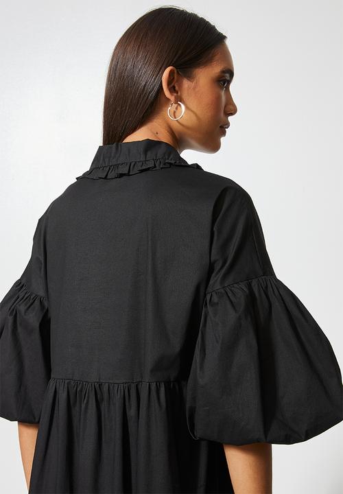 VELVET - Peter pan collar midi dress - black 