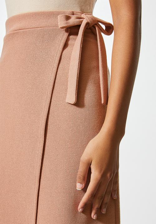 VELVET - Wrap slim knit skirt - neutral 
