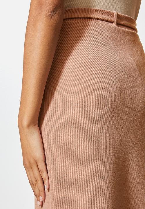 VELVET - Wrap slim knit skirt - neutral 