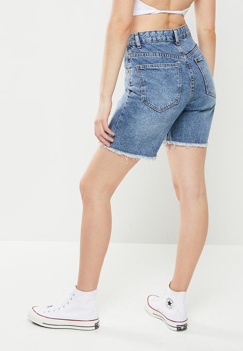 Cotton On - Straight denim bermuda short - blue
