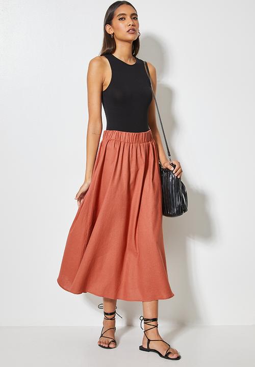 VELVET - Linen woven pull on a line - brick