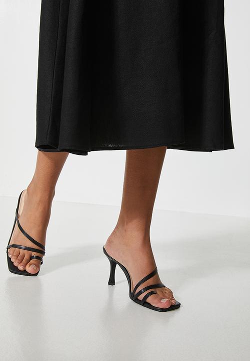 VELVET - Linen woven pull on a-line skirt - black