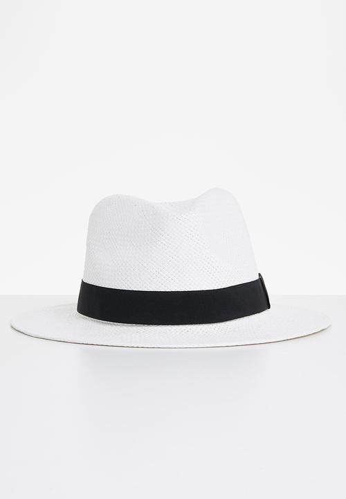Superbalist - Black trim panama hat - white