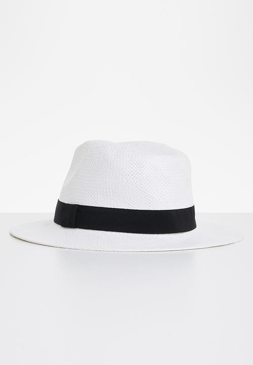 Superbalist - Black trim panama hat - white