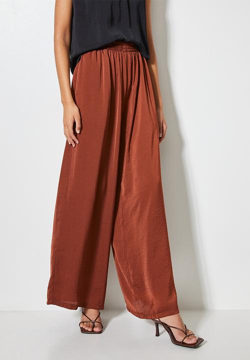 VELVET - Wide leg pull on palazzo - brick 