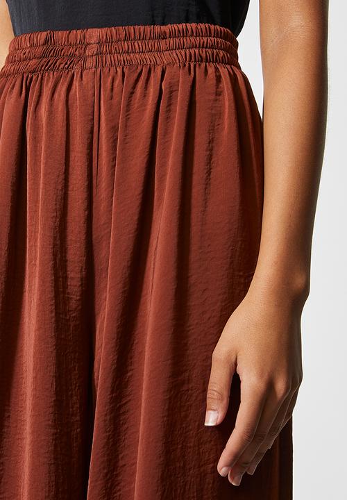 VELVET - Wide leg pull on palazzo - brick 