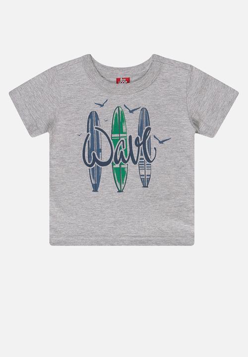 Bee Loop - Baby boys wave tee & shorts set - grey & blue 