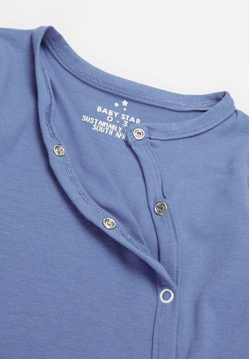 Baby Star - Snap buttons babygrow - blue