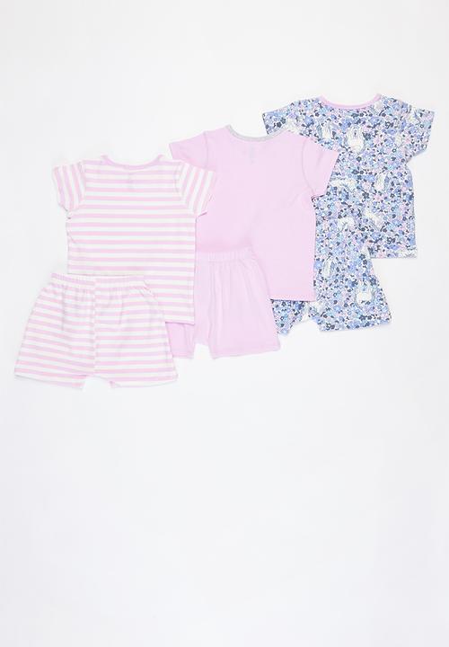 Cotton On - 3 Pack bundle harpa short sleeve flutter pyjama set - multi