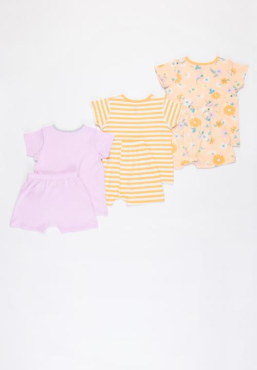 Cotton On - 3 Pack bundle harpa short sleeve flutter pyjama set - multi