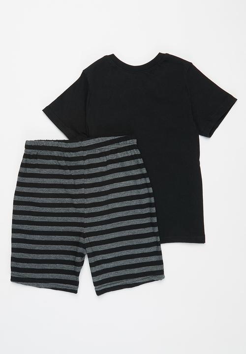 Pop Candy - Tee & shorts pj set - black