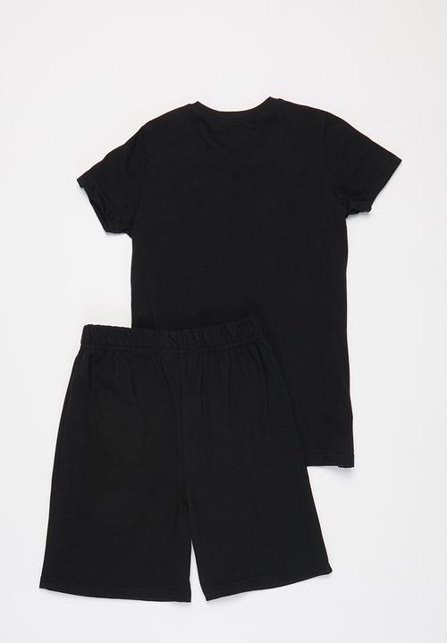 Superbalist - Tee & shorts pj set - black