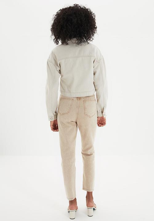 Trendyol - Crop denim jacket - beige