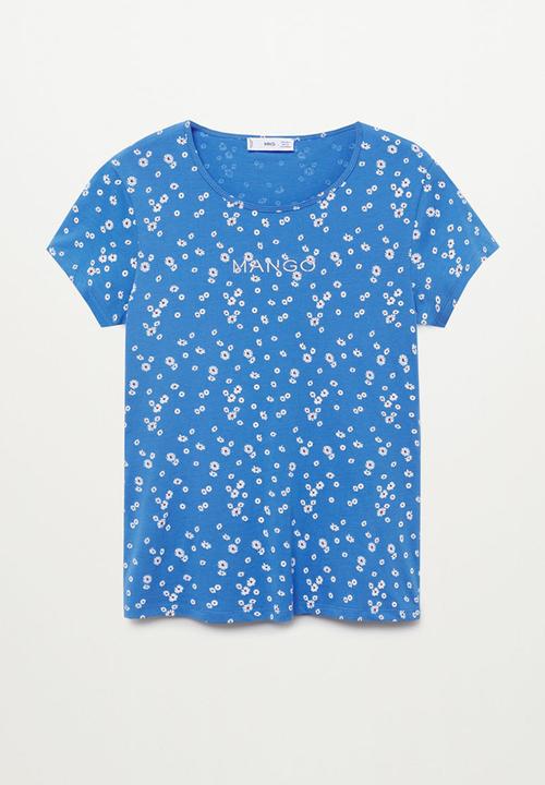 MANGO - T-shirt mangofi-h - medium blue