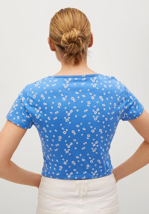 MANGO - T-shirt mangofi-h - medium blue