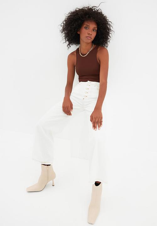 Trendyol - High waist culotte jeans - white