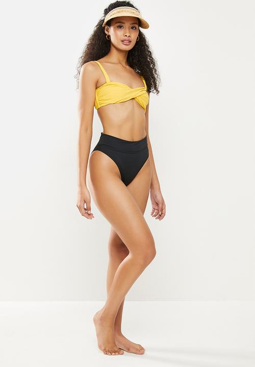 Cotton On - High waisted cheeky bikini bottom - black