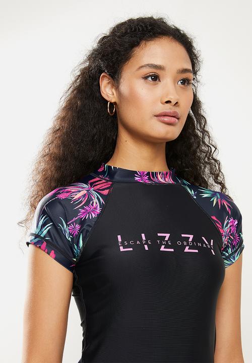 Lizzy - Kaia cap sleeve rashie - black