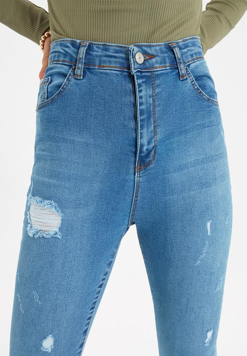 Trendyol - Ripped high waist skinny jeans - blue