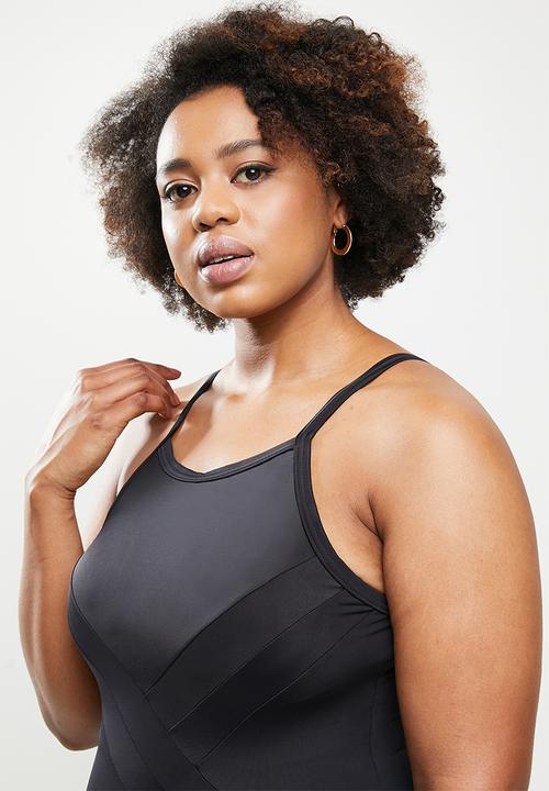 Jacqueline - Highneck slash one piece - black
