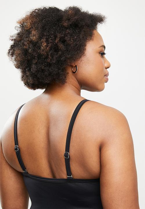 Jacqueline - Highneck slash one piece - black