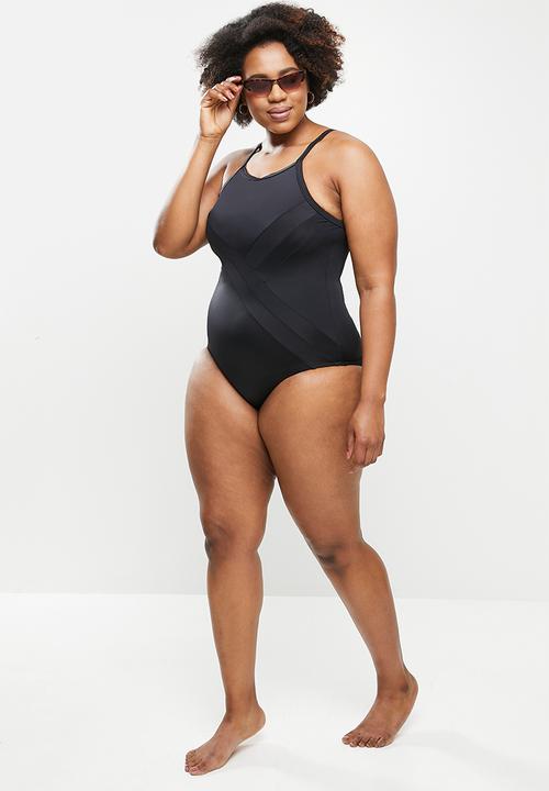 Jacqueline - Highneck slash one piece - black
