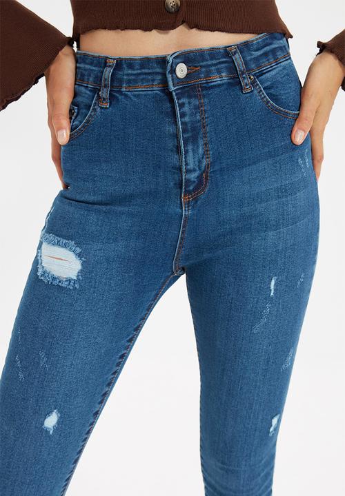 Trendyol - Ripped high waist skinny jeans - navy