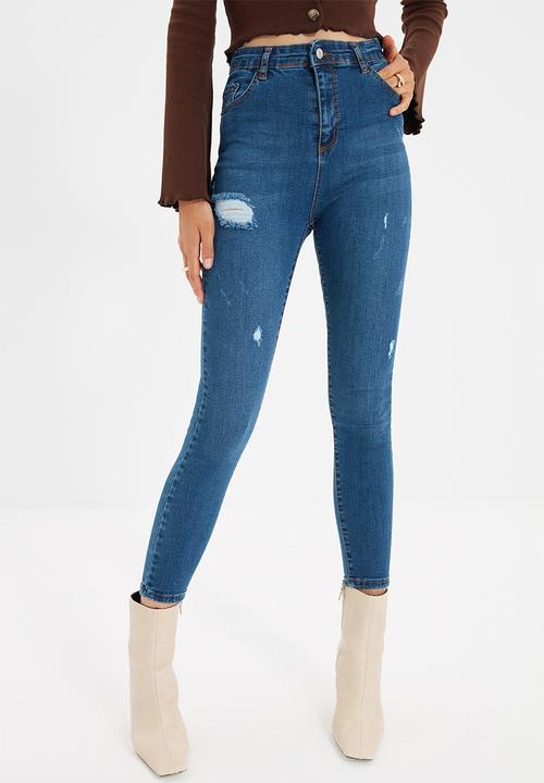 Trendyol - Ripped high waist skinny jeans - navy