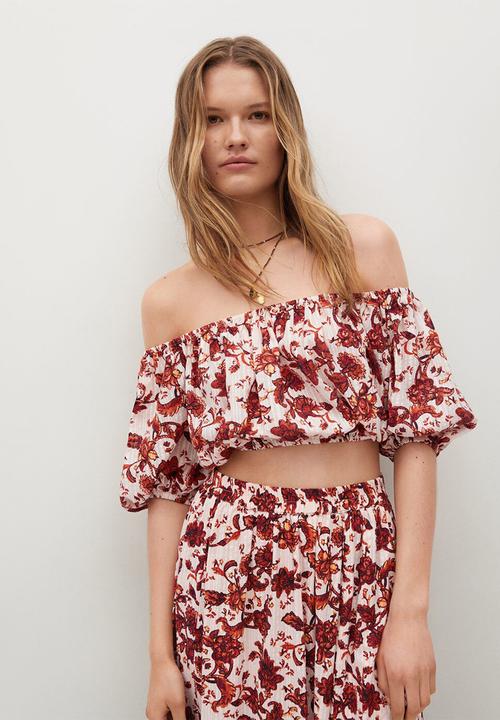 MANGO - Skirt coquet - neutral & red