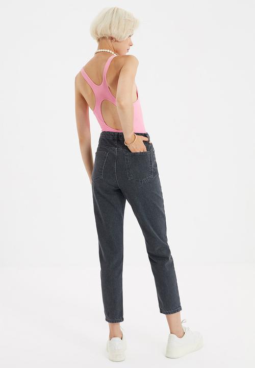 Trendyol - High waist mom jeans - black